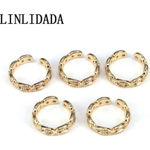 10Pcs Micro paved cubic zirconia Gold Color classic fashion women cz Wedding Band cz finger rings