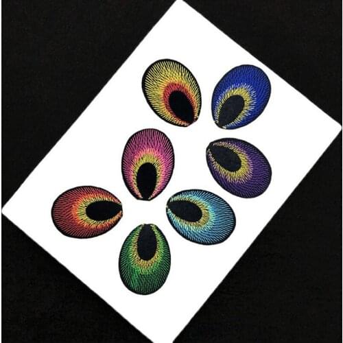 20pcs Peacock Feather Iron On Patches For Clothing parches ropa bordados Jacket Jeans Patchwork Applique Embroidered Patch Badge