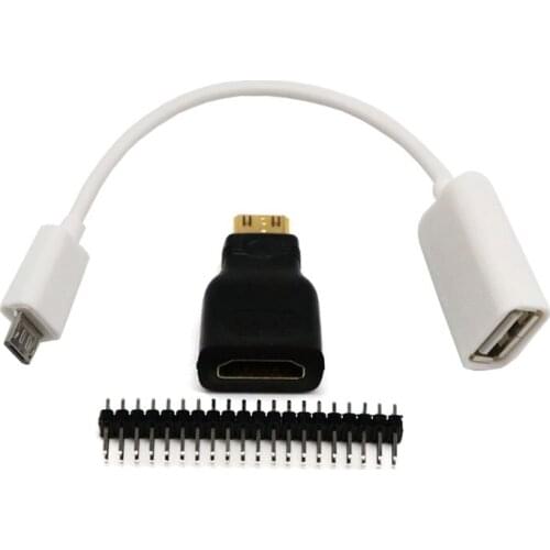3in1 for Raspberry Pi Zero Adapter Kit Mini-HDMI-compatible to HDMI-compatible Micro Usb-usb Female Cable 1 Polybag