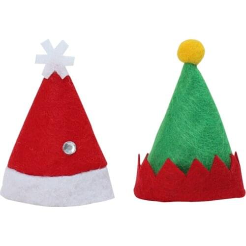 6pcs Mini Christmas Elf Caps Design Lollipop Hats Decors Nonwoven Candy Packing Hats Christmas Supplies for Home Shop Store