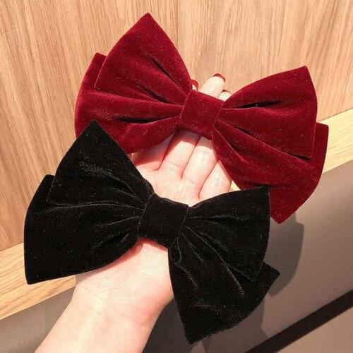 Velvet Double Layer Large Bow Hairpin Spring Clip Back Antique Bow Headdress