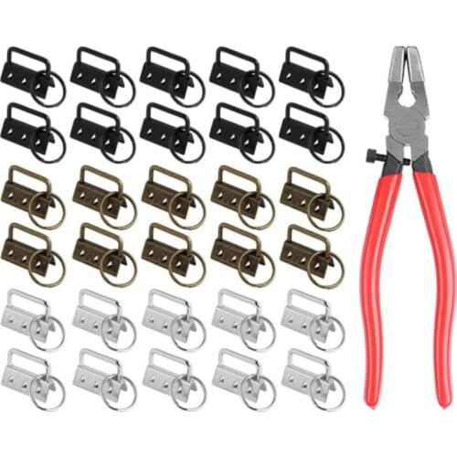 30 Pieces 32mm Key Fob Hardware with Split Rings Set Assorted Colors Tail Clips for Luggage Wristlet Clamp Lanyard Keychain DIY