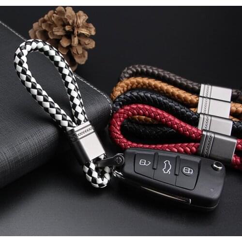 Hand Woven Car Keychain Keyring For Fiat 500 VW MG Mustang Opel Peugeot Porsche Jeep Auto Fashion Car Key Chain Rings Holder