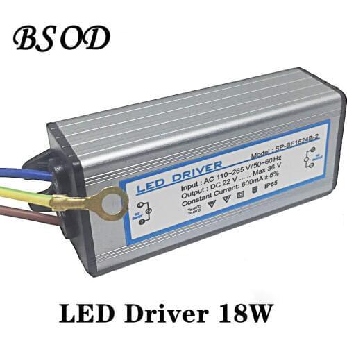 BSOD Light Transformer LED Driver 18W Input Voltage AC85-265V Output DC22-36V Constant Current 600ma Waterproof Aluminum