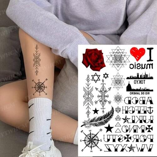 Calf Design Polygon Male Tattoo Temporary Tattoo For Women Artes Sexy Flower Tattoo Heart Tattoos For Women Flash Fake Tattoos
