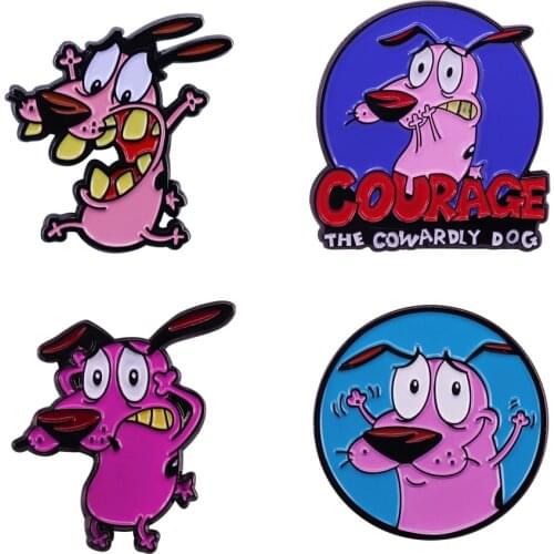 Cowardly dog enamel pin cute cartoon jackets backpack decor