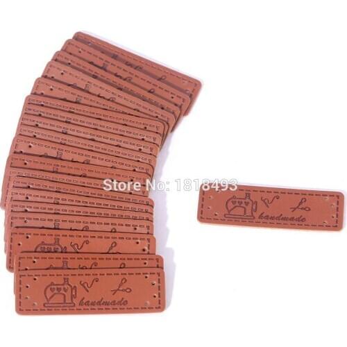 Clothing PU labels cute handmade labels garment hand made leather labels clothing tags 100 pcs a lot