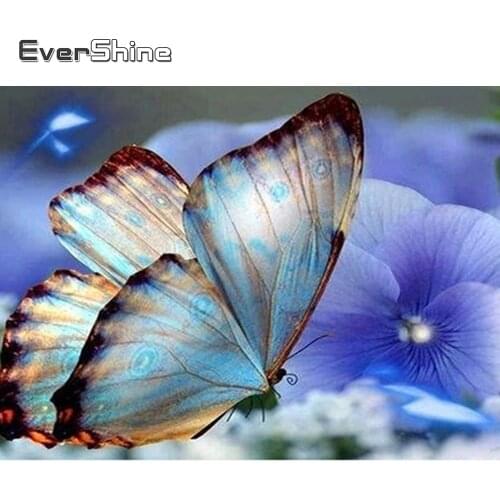 Evershine Diamond Painting Butterfly Animals Full Drill Square Diamond Embroidery Icons Scenery Diamond Mosaic Cross Stitch Kit