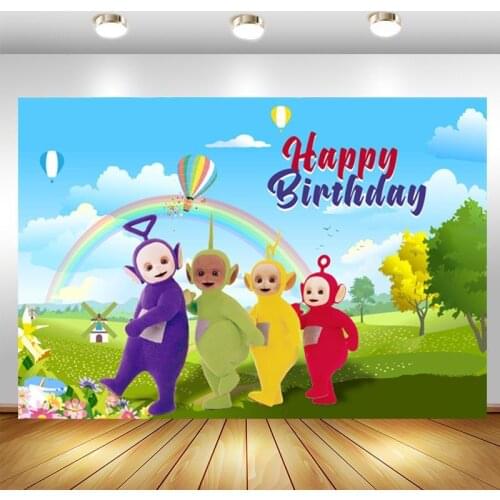 Teletubbies Backdrop Baby Shower Newborn Happy Birthday Party Photography Background Photo Booths Studio Props Decoration Banner