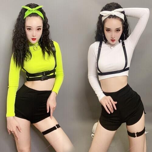 Hip Hop Costumes Women Jazz Performance Clothes Female Adult Street Dance Outfit Nightclub Bar Dj Ds Rave Stage Wear DNV13182