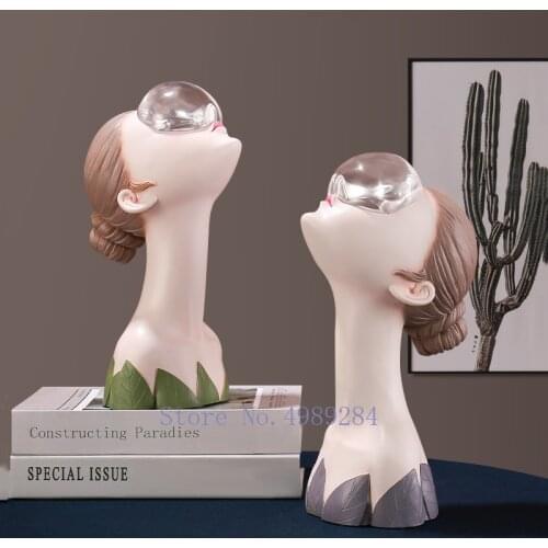 Creativity Resin Abstract Girl Water Drop Sculpture Character Handicraft Furnishings Modern Home Decoration Ornaments Figures