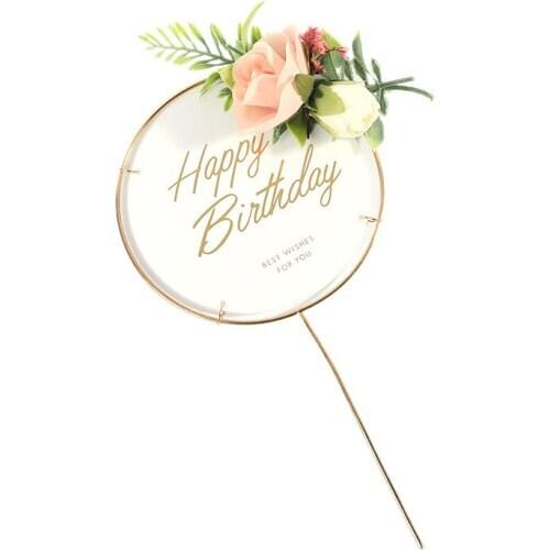 Cake decoration insert card iron flower bronzing acrylic birthday wedding party forest fresh mori series