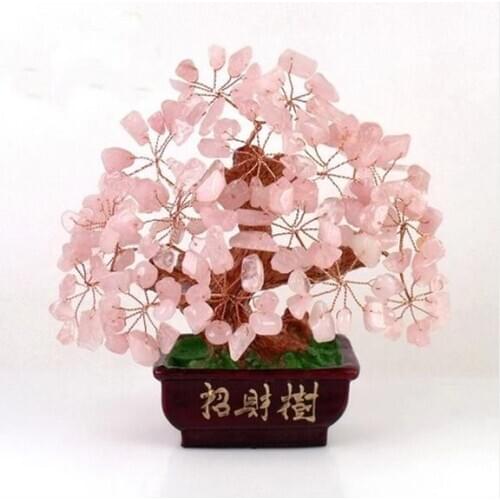 Natural powder crystal fortune tree fortune tree cash tree money tree decorations open light transfer office town house gifts