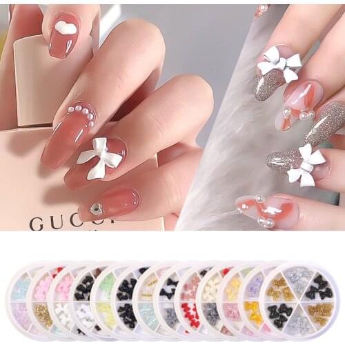 2021 New Japanese Aurora Bow Nail Art Jewelry Sequin Round Box Set DIY Three-dimensional Nail Decoration