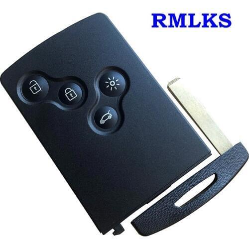 New 4 Button Auto Smart Car Key Shell Case for Renault Laguna Koleos Remote Smart Key Card with Insert Small Uncut Blank Blade
