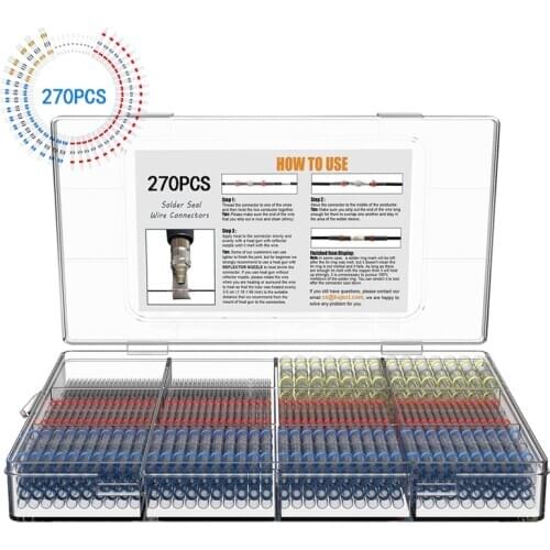 Solder Seal Wire Connectors & Heat Shrink Butt Crimp Connectors - Electrical Connectors 270PCS Waterproof Terminals Butt Splice