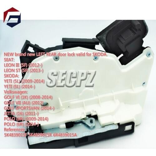 Rear left Door Lock Actuator FOR Volkswagen GOLF 6 JETTA 5C POLO SKODA YETI SKODA RAPID 5K4839015F 5K4 839 015 F R M
