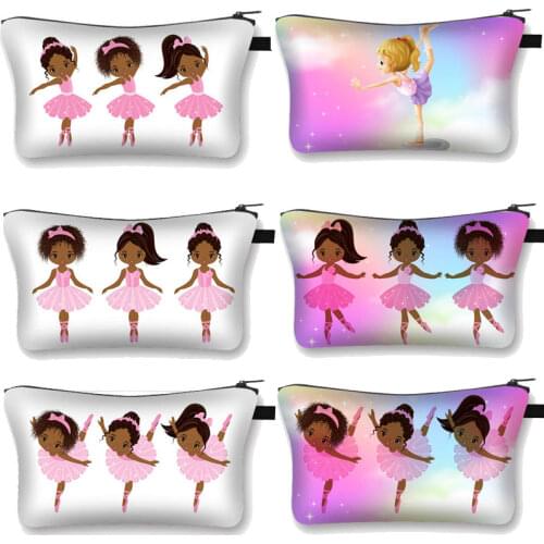Cute Ballet Dancer Girl Print Cosmetic Bag Women Fashion Makeup Bags Girls Cosmetic Case Female Cartoon Toiletries Organizer