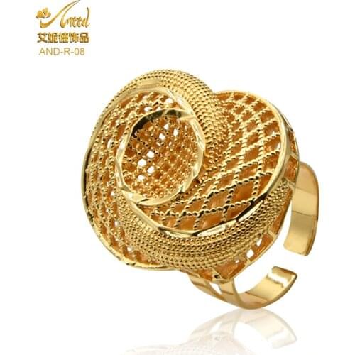 Wedding Rings Resizable Dubai 24k Gold Plated Ring 2021 New Jewelry In Bride Engagement Party Gifts Fine Jewellery For Women
