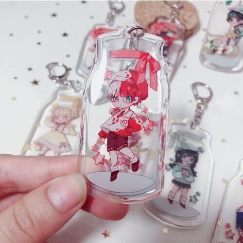 Japan Anime My Hero Academia Midoriya Izuku Asui Tsuyu Cosplay Figure Wishing Bottle Acrylic Keychain Bag Pendant Keyring Gifts