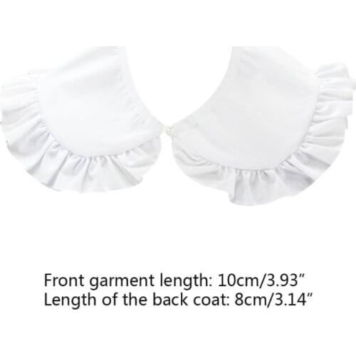 Japanese Womens Sweet Doll False Fake Collar Ruffles Trim Detachable Half Shirt A0KD
