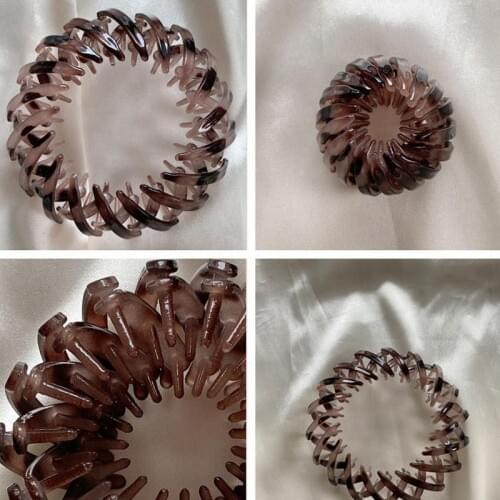 Fashion Women Round Bird Nest Expanding Crystal Hair Claw Horsetail Buckle Hair Clip Hair Accessories Female Ponytail Headwear