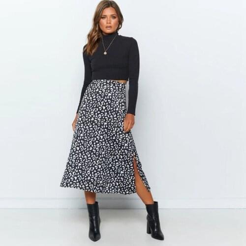 2021 Sexy Kawaii Leopard Wrap Skirt Print Chiffon Split Skirt Casual Korean Fashion Long Skirts For Women Summer Gothic Clothes