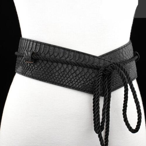 Hot Fashion wide waistbands PU Leather Belts for women dress female long tassel strap Gold casual waistband Woman High quality