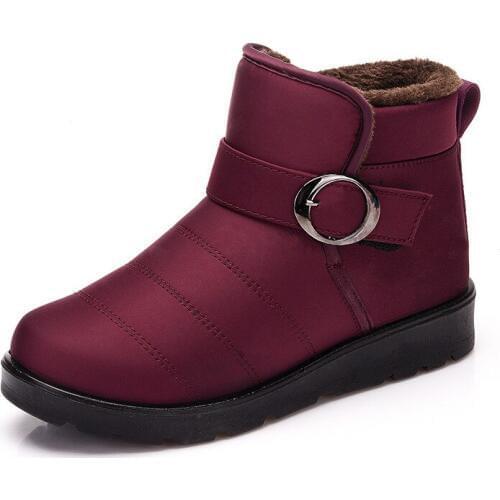 2019 Winter Woman Snow Boots warm Ankle Boots Buckle Solid Platform Slip On Women Flats waterproof Casual Women Shoes