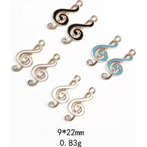 10pcs New Enamel Jewelry Lovely Musical Note Pendants Earrings Necklace Bracelet Accessories For Jewelry Making Size 20*19MM