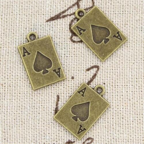 12pcs Charms Poker Spades A 20x12mm Antique Making Pendant fit,Vintage Tibetan Bronze Silver color,DIY Handmade Jewelry