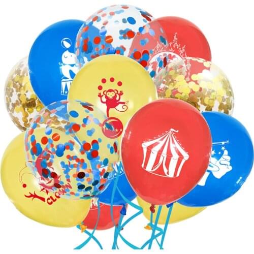 52PCS 12 Inch Carnival Circus Themed Printed Balloons Sequins Confetti Latex Balloons Ribbons Party Decoration Party Ornament Ho