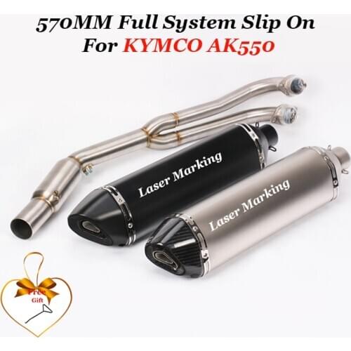 570MM Full System Slip On For KYMCO AK550 AK 550 Motorcycle Exhaust Modified Escape DB Killer Muffler Front Mid Middle Link Pipe