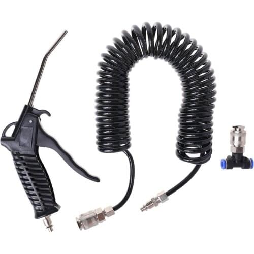 77JF 1 pcs Black Air Duster Blow Gun Pneumatic Wind Blowing Kit Set with EU Connector + PU Hose