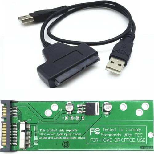 Adapter 2.5" SATA 6Gb/s 3.0 to For Macbook Air Pro 2012 SSD slot A1466 A1465 A1398 A1425 7+17 Pin to 22Pin Converter + USB cable