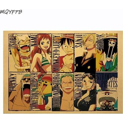 Anime One Piece The straw hat Pirates Pirate Group Kraft Paper Posters Wall Stickersdecorative Paintings Home Furnishings Gifts