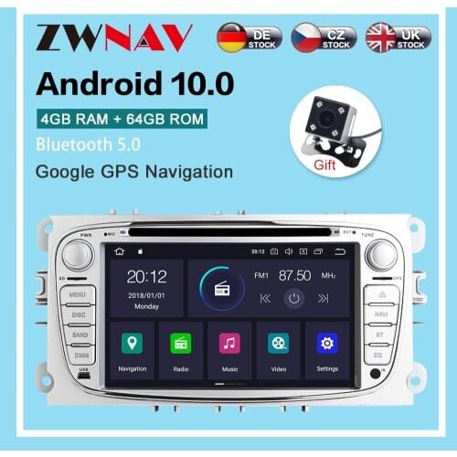 Wireless Carplay For FORD Focus/S-MAX/Mondeo/C-MAX/Galaxy Android 10.0 Player GPS Navigation Audio Auto Stereo Radio Recorder