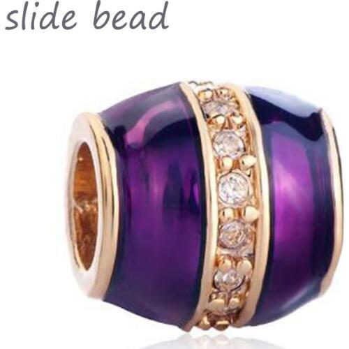 Fit Pandora charm bracelets Purple Clear White Crystal Golden Bead Designer Charm Bracelets Gift Beads for jewelry making