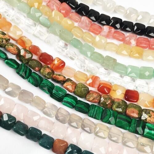25Pcs Natural Stone Beads Section Square Semi-precious Punch Loose Beads For Jewelry Making DIY Necklace Bracelet Accessory