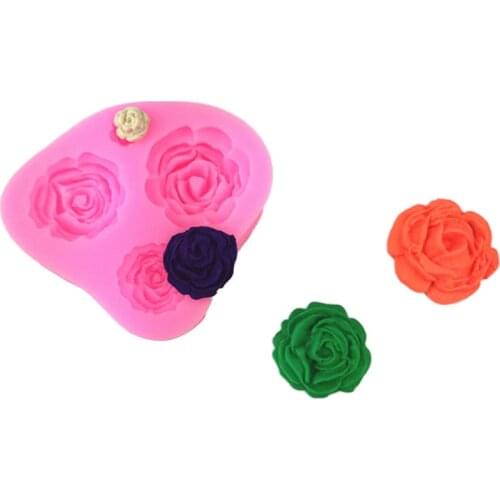 Four big and small roses turn sugar silica gel mold chocolate baking cake mold gypsum dripping DIY soap mold decoration