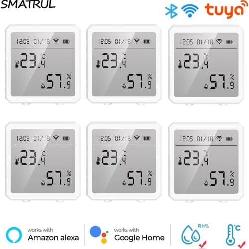 Tuya Wifi Smart Home Temperature And Humidity Sensor Indoor Hygrometer Thermometer Alarm Battery LCD Display For Alexa Google