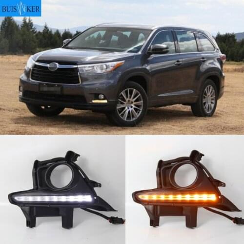 DRL For Toyota Highlander 2014 2015 2016 Daytime Running Lights fog lamp cover headlight 12V Daylight car-styling