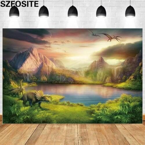Photography Background Landscape Jurassic World Dinosaur Paradise Backdrop Studio Photo Props Custom Child Birthday Party Banner