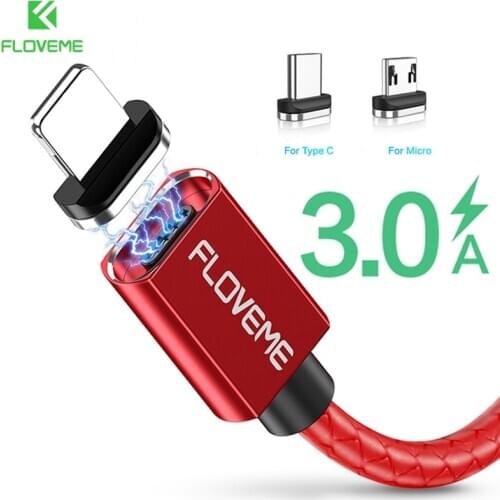 FLOVEME 3A Braid Fast Charging Cable Magnetic Micro USB Type C Cable For Xiaomi Huawei Samsung Android USB C Magnet Data Cabo