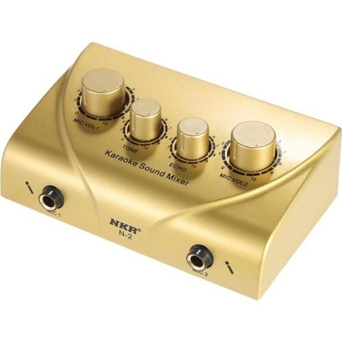 Karaoke Sound Mixer Microphone Amplifier & Microphone Mixer Karaoke OK Dual Mic Inputs With Cable Silver/Black/Golden for Option