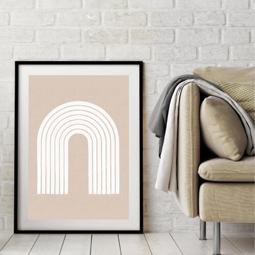 Rainbow Print Neutral Tones Canvas Painting Wall Art Poster Modern Minimalism Abstract Poster Wall Picture Home Room Decor