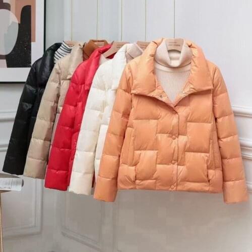 Short Lightweight down Jacket Winter Stand collar 90% White duck down Coat Women Parka Warm Loose Outwear Solid Female Jackets