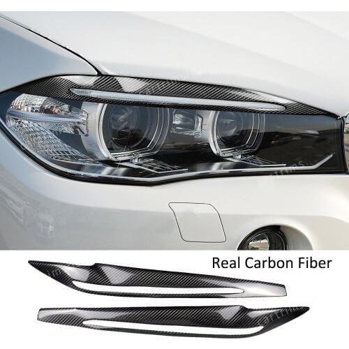 Carbon Fiber Headlight Eyelid eyebrow Cover For BMW F15 X5 F85 X5M X6 2014-2018