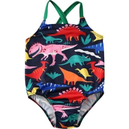 2020 Summer Swimsuit Kids Baby Girls Toddler Dinasour Swimsuit Swimwear Bathing Suit Bikini Colorful One Piece Tankini
