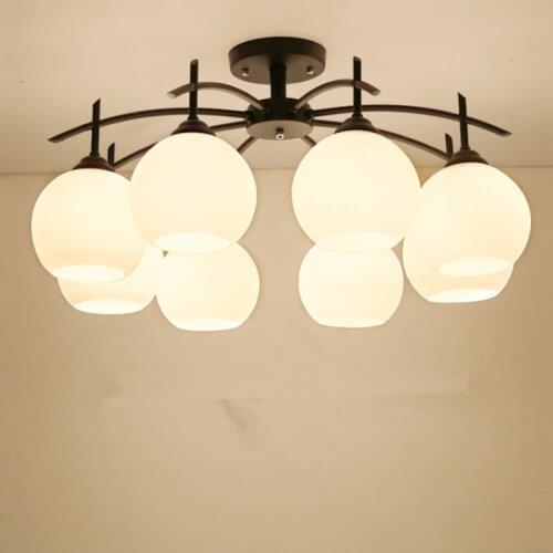 Led Modern Ceiling Chandeliers For Living Room Bedroom Kitchen Decor Home Lighting Iron White Glass Lampshade Lustre 110-220V